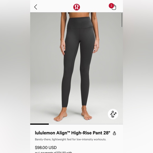 Lululemon High Rise Leggings - 28 in - Size 6 - Picture 1 of 4
